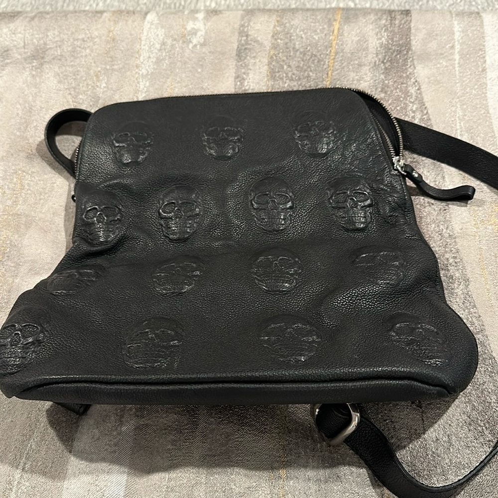 Black, leather skeleton, print bag